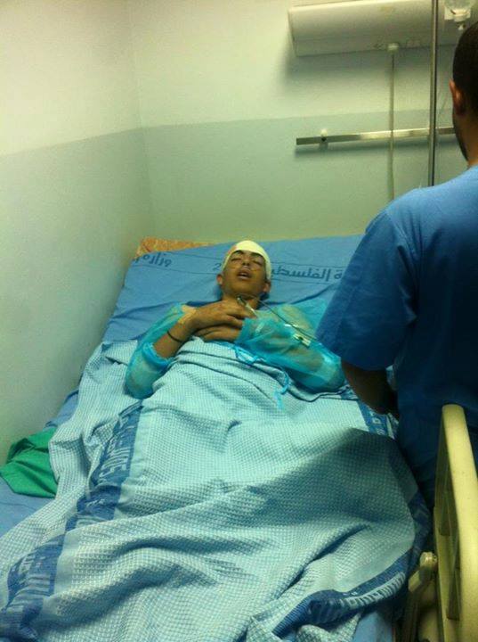 Mohammed Qahoush at Ramallah Hodpital after his injury today 20-10-2015